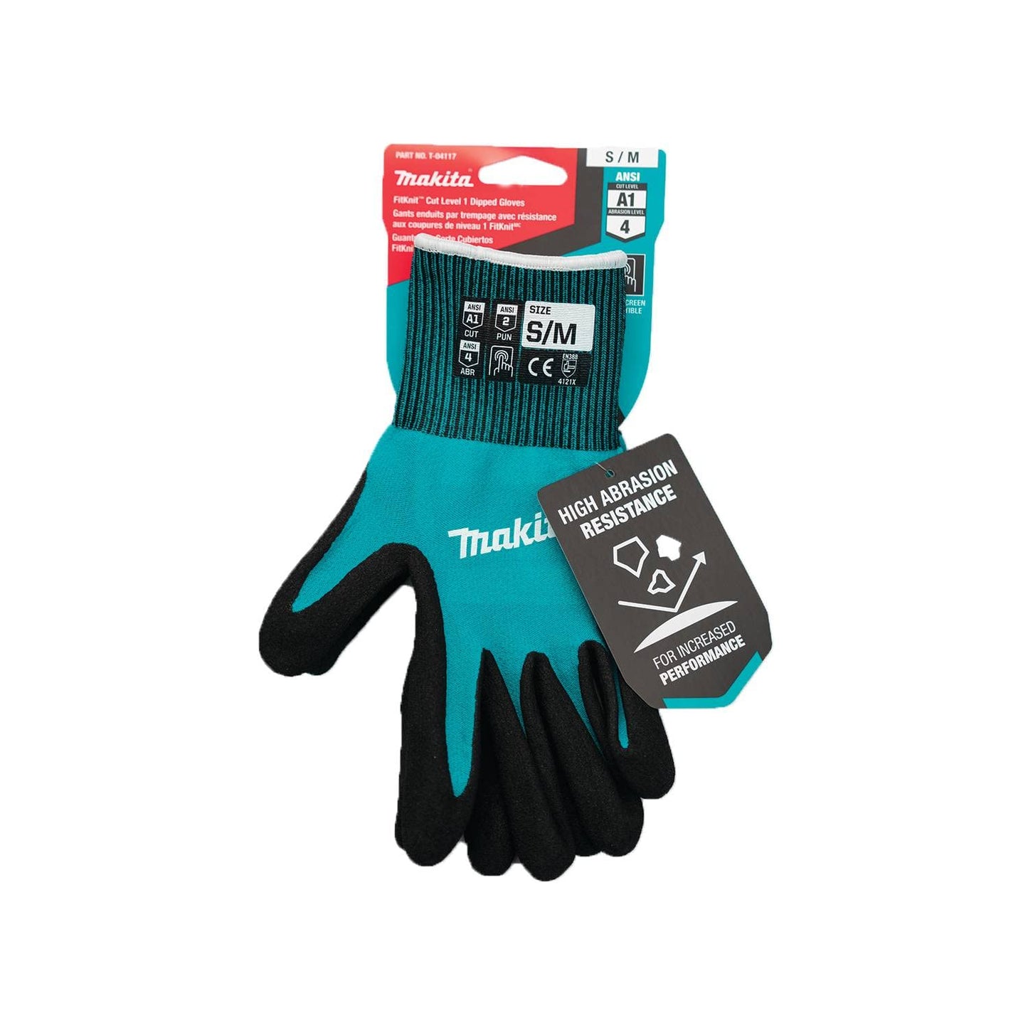 Amazon limited deals! Makita Unisex FitknitÂ T 04123 FitKnit Cut Level 1 Nitrile Coated Dipped Gloves Large X Large, Teal/Black, Large X-Large US