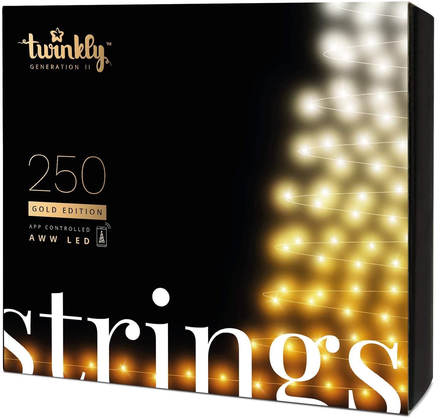 Amazon limited deals! Twinkly Strings 250 LED RGB, Including White, LED Light String for in-and Outdoor, Christmas Lights, Smart LED Lights, Mappable LEDs, Compatible with Alexa, Google Home, IP44, Green Wire, 65ft