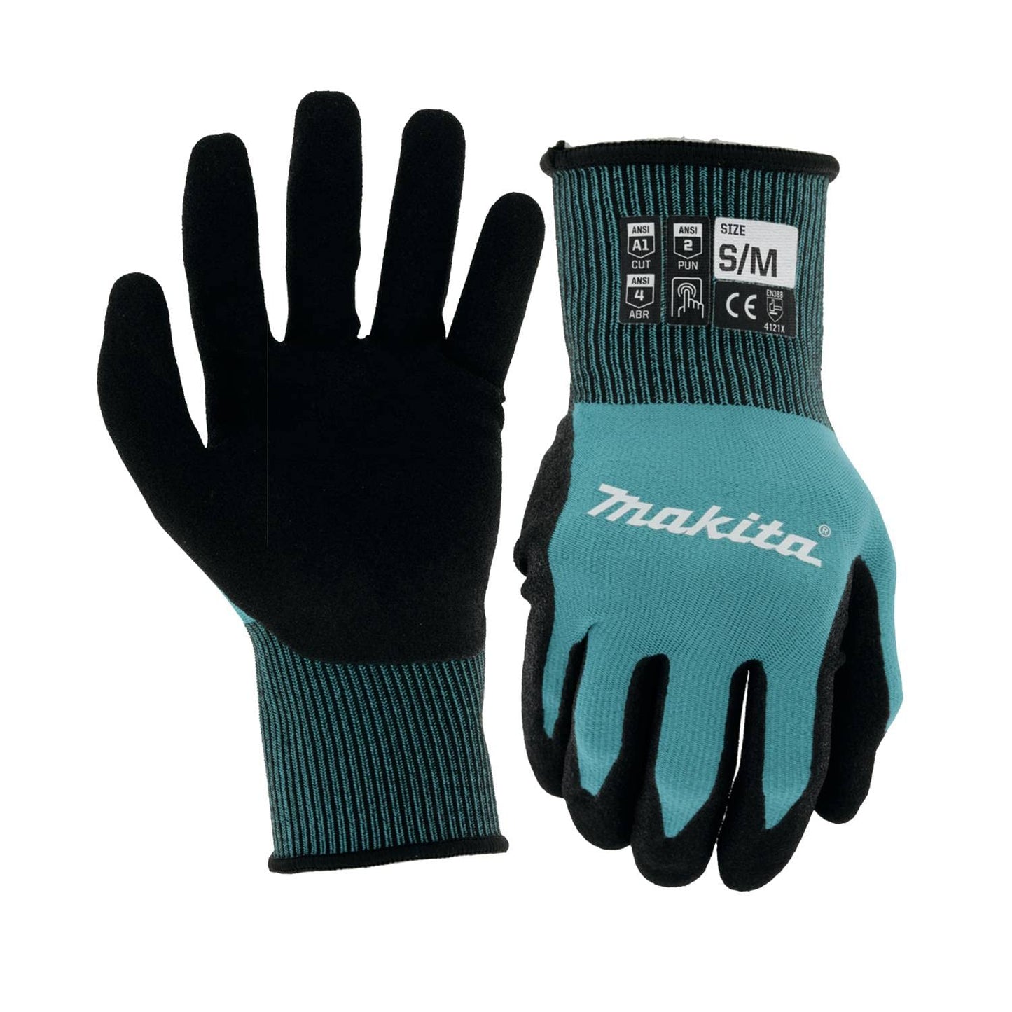 Amazon limited deals! Makita Unisex FitknitÂ T 04123 FitKnit Cut Level 1 Nitrile Coated Dipped Gloves Large X Large, Teal/Black, Large X-Large US