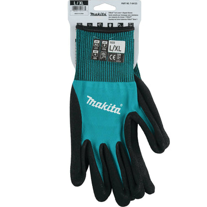 Amazon limited deals! Makita Unisex FitknitÂ T 04123 FitKnit Cut Level 1 Nitrile Coated Dipped Gloves Large X Large, Teal/Black, Large X-Large US