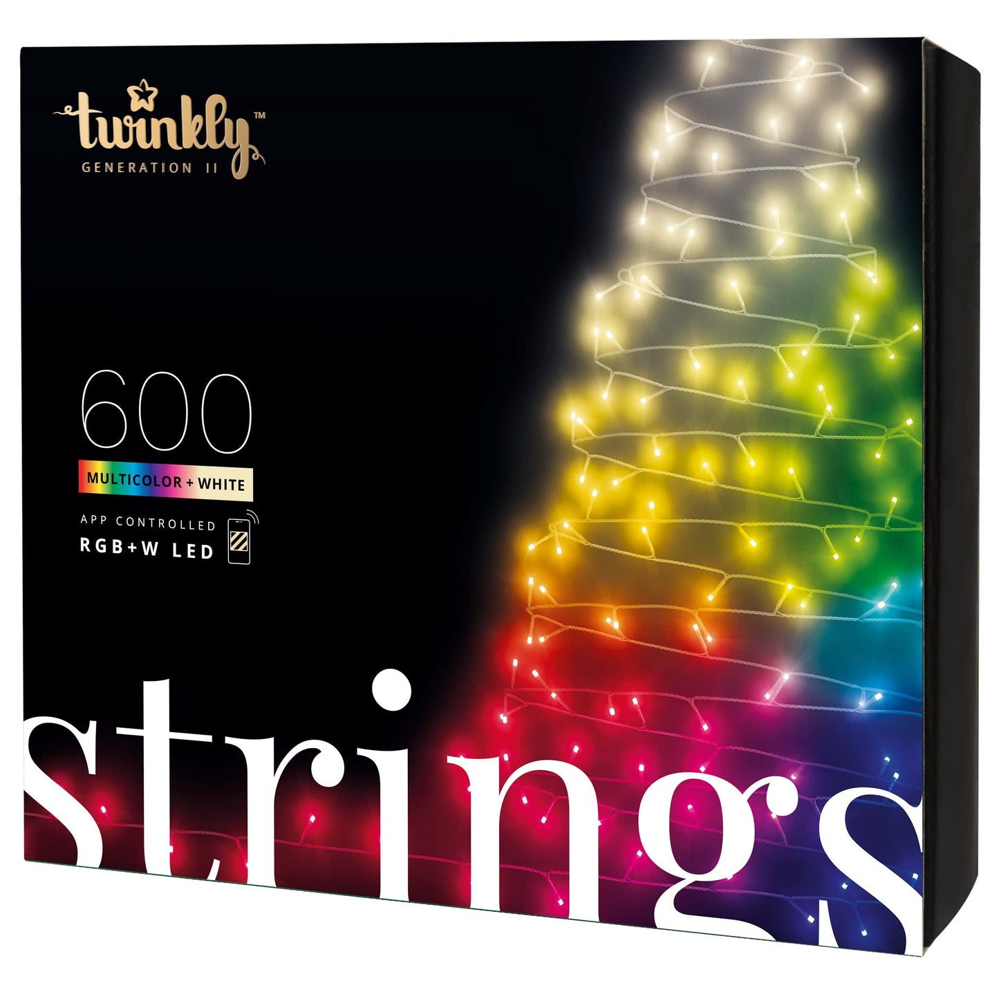 Amazon limited deals! Twinkly Strings 250 LED RGB, Including White, LED Light String for in-and Outdoor, Christmas Lights, Smart LED Lights, Mappable LEDs, Compatible with Alexa, Google Home, IP44, Green Wire, 65ft