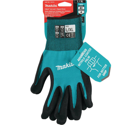 Amazon limited deals! Makita Unisex FitknitÂ T 04123 FitKnit Cut Level 1 Nitrile Coated Dipped Gloves Large X Large, Teal/Black, Large X-Large US