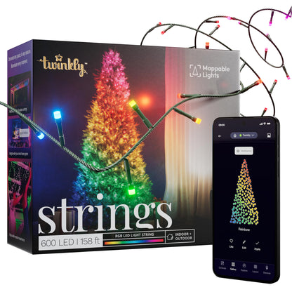 Amazon limited deals! Twinkly Strings 250 LED RGB, Including White, LED Light String for in-and Outdoor, Christmas Lights, Smart LED Lights, Mappable LEDs, Compatible with Alexa, Google Home, IP44, Green Wire, 65ft