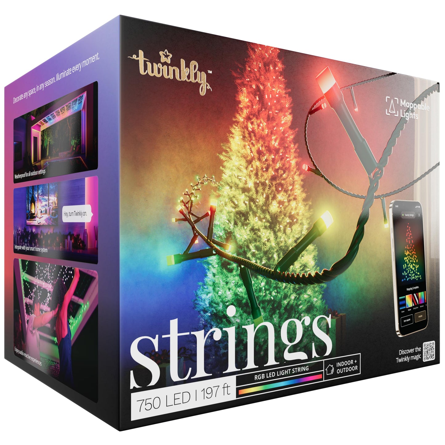 Amazon limited deals! Twinkly Strings 250 LED RGB, Including White, LED Light String for in-and Outdoor, Christmas Lights, Smart LED Lights, Mappable LEDs, Compatible with Alexa, Google Home, IP44, Green Wire, 65ft